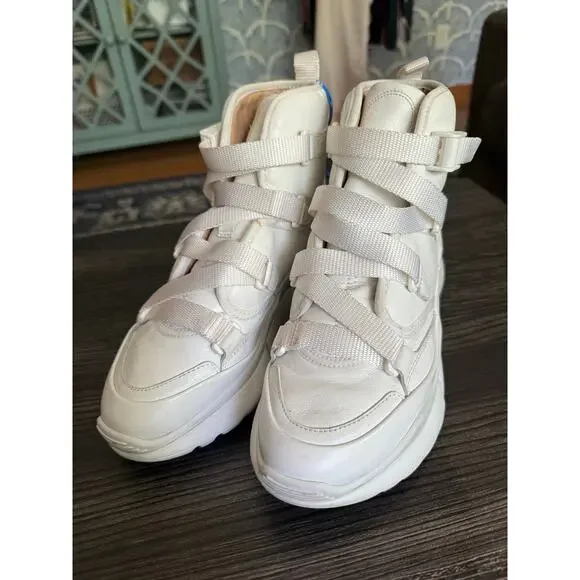 Chloé White Lambskin Leather Sonnie Western High Top Sneakers Sz. 36 - Picture 2 of 11